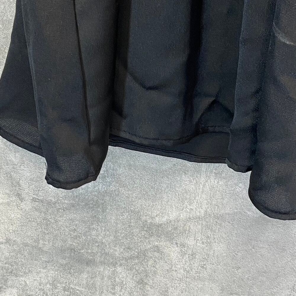 LUNA CHIX Women's Solid Black Flutter Sleeve Double V-Neck Smocked Waist Mini - Picture 8 of 9